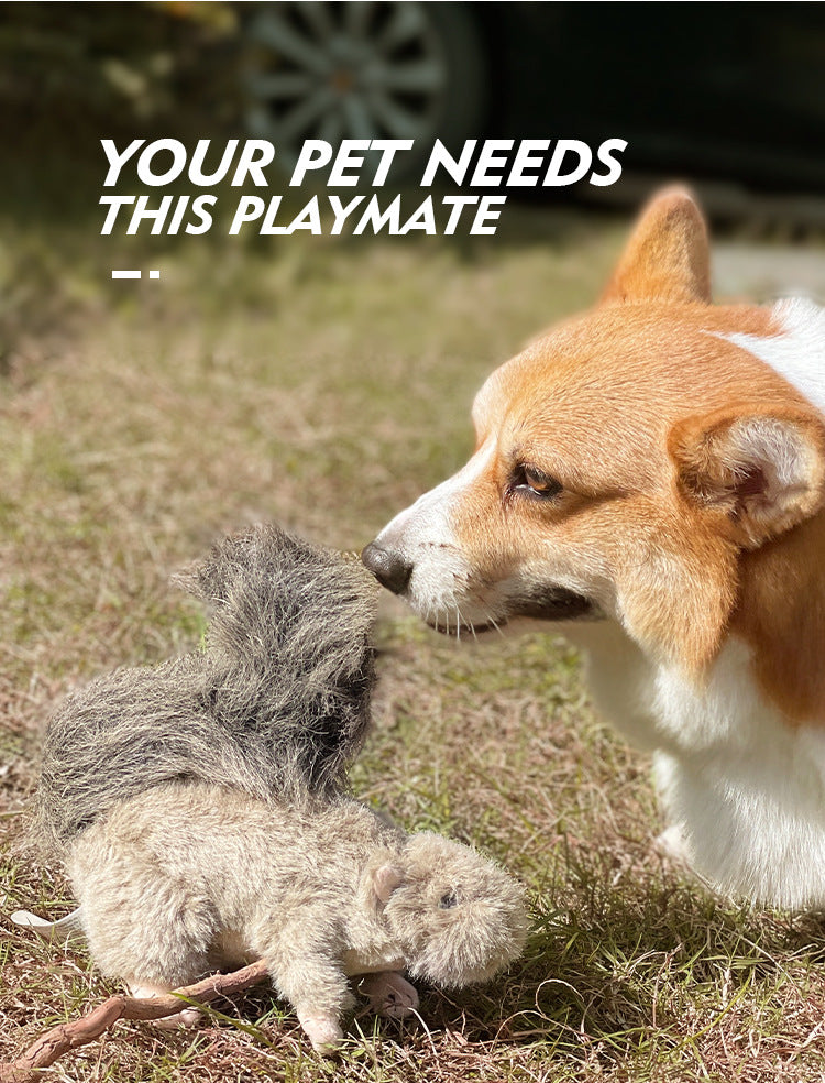 New Wear-Resistant Plush Sound Dog Toys Simulation Squirrel Pet Supplies