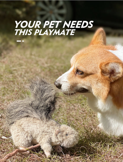 New Wear-Resistant Plush Sound Dog Toys Simulation Squirrel Pet Supplies