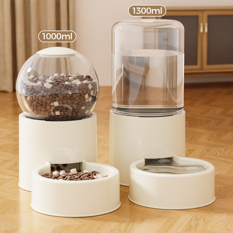 Automatic Cat Dog Water Dispenser with Food Feeder and Grain Storage Bucket