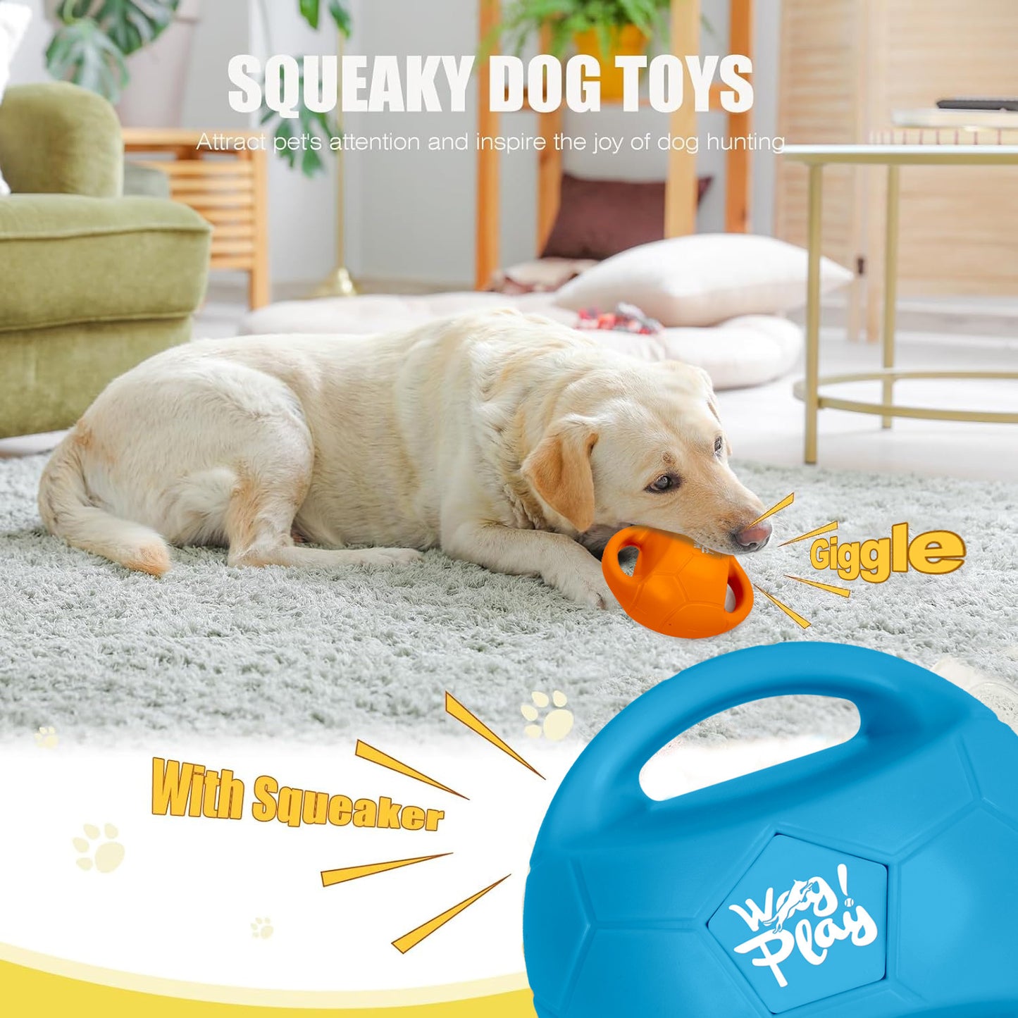 Squeaky Interactive Ball for Dogs Outdoor Tug of War Fun Teeth Cleaning Chew Toy