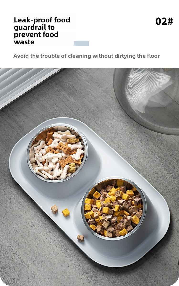 Double Bowl Stainless Steel Pet Bowl with Neck Protection for Cats Dogs