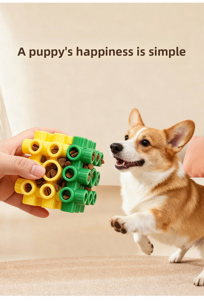 Interactive Dog Toy Treat Dispensing Ball for Teeth Cleaning Training Cube Food Puzzle Boredom Reliever Durable Chew Toy for Dogs