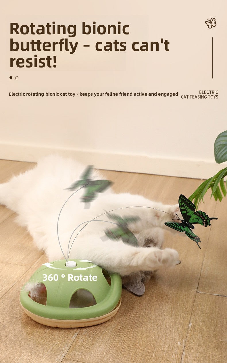 Energy-Consuming Cat Toy Meow Heart Treasure Box with Electric Rotating Turtle