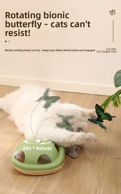 Energy-Consuming Cat Toy Meow Heart Treasure Box with Electric Rotating Turtle