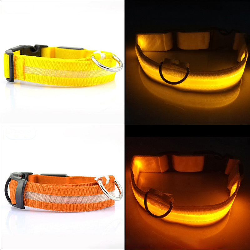 LED Dog Collar Glowing Light Up Pet Collar with Mesh Belt Adjustable Reflective Safety Collar for Large Medium Small Dogs