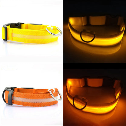 LED Dog Collar Glowing Light Up Pet Collar with Mesh Belt Adjustable Reflective Safety Collar for Large Medium Small Dogs