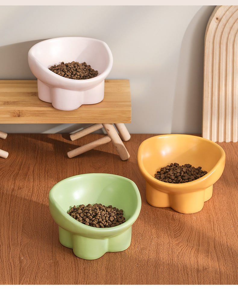 Ceramic Cat and Dog Feeding Bowl with Tall Elephant Leg Design