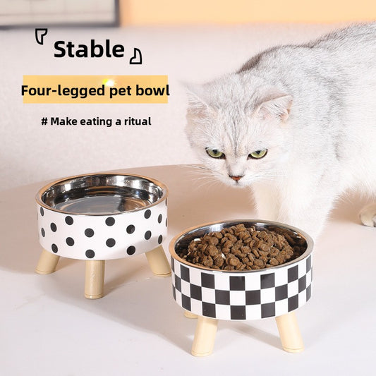 Elevated Anti Spill Cat Bowl Stainless Steel Pet Food and Water Dish with High Stand for Dogs Cats Non Slip Large Capacity Feeding Station