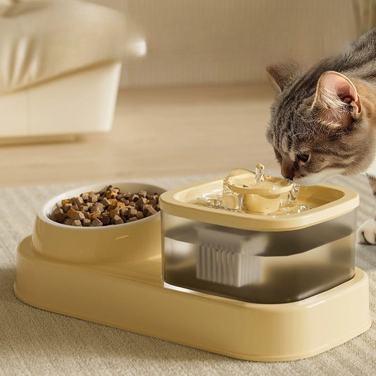 Large capacity water dispenser cat bowl circulating water and food integrated bowl