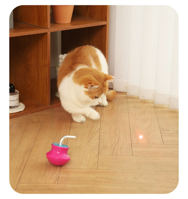 Interactive Cat Toys Laser Pointer Automatic Rotating Wand with Feather Teaser for Kittens Indoor Entertainment Exercise and Energy Consumption