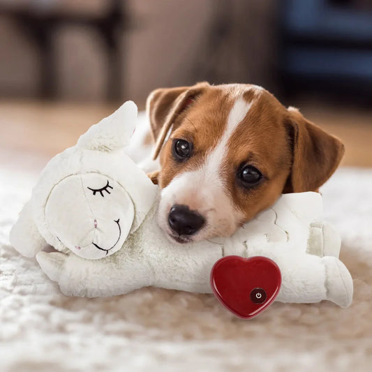 Dog Cat Anti-Anxiety Plush Lamb Pillow Having Simulated Heartbeat Feature