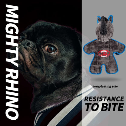 Durable and Bite-Resistant Pet Plush Chew Toy for Stress Relief, Rhino Bull Dog Teeth Cleaning Toy