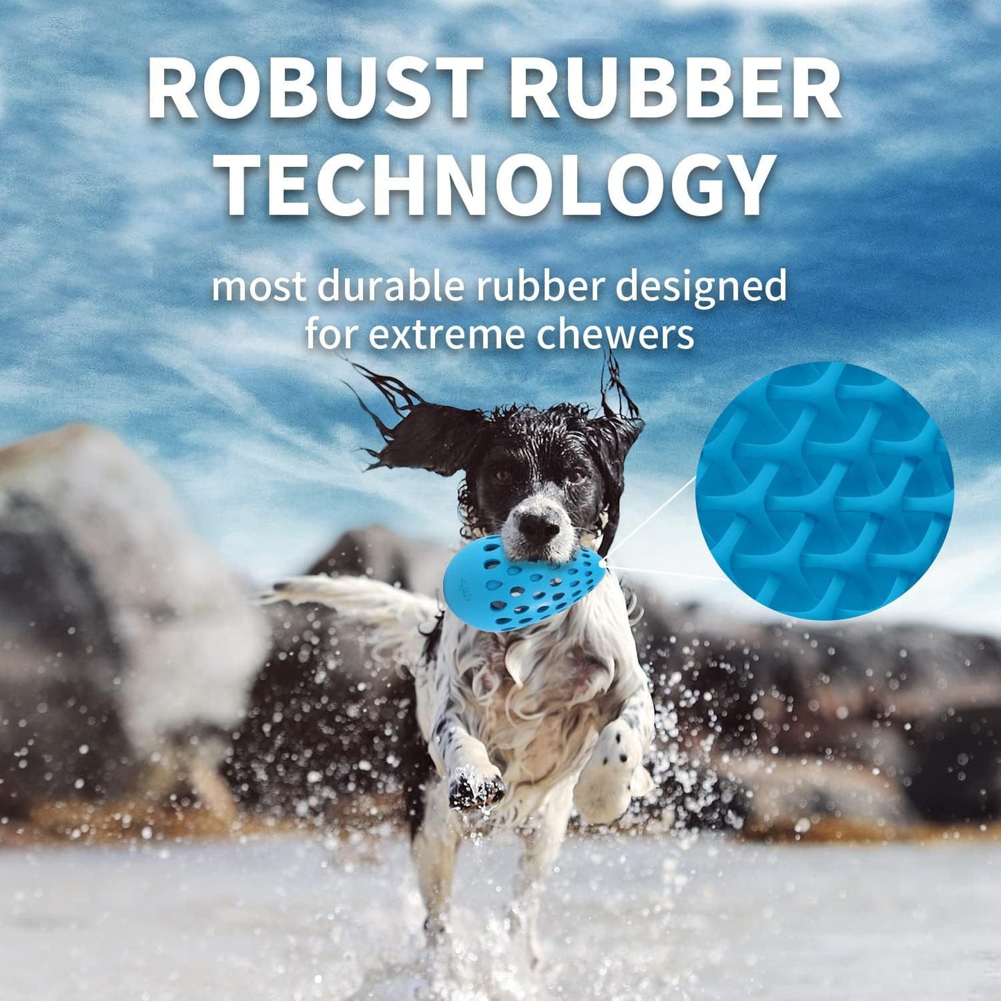 Hollow Multi-Hole Rubber Elastic Dog Bite Ball with Built-in Crinkle Paper