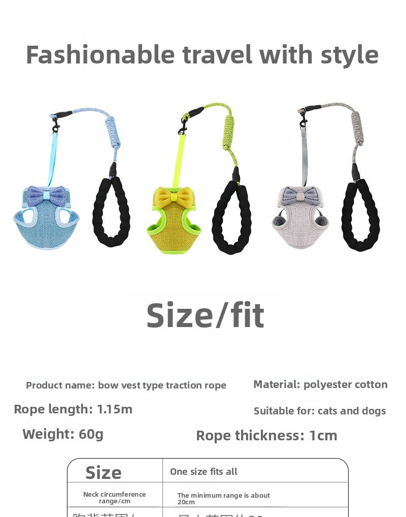 New Bowknot Design Cat Leash Vest-Style Adjustable Walking Harness