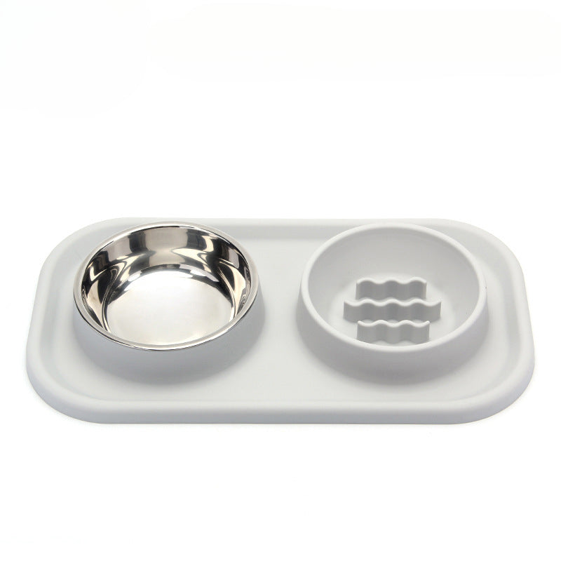 Pet Bowl Double Bowl Food Grade Silicone Cat and Dog Bowl Slow Food Bowl Slow Food Bowl Small Stainless Steel Dog Bowl Pet Supplies