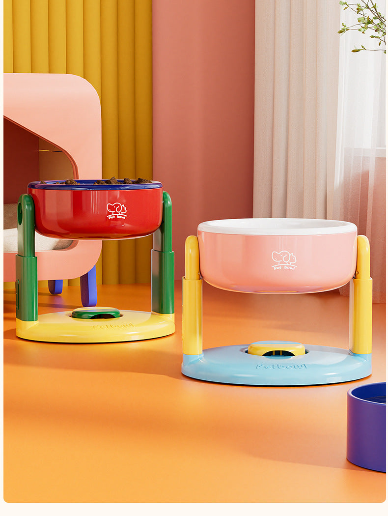 Adjustable Height Dog Food Bowl Elevated Anti Spill Pet Bowl Slanted Stand Feeder for Neck Health Large Medium Small Dogs Cats