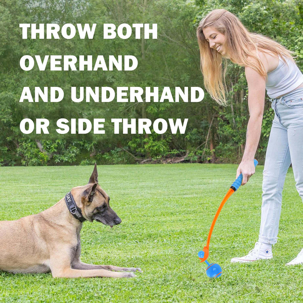 Outdoor Dog Training Throw Rod with TPR Ball and Tail Sounding Feature