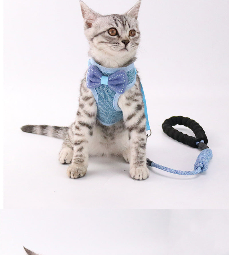 New Bowknot Design Cat Leash Vest-Style Adjustable Walking Harness