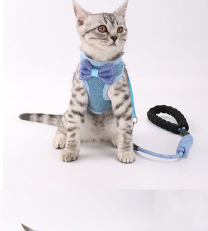 New Bowknot Design Cat Leash Vest-Style Adjustable Walking Harness