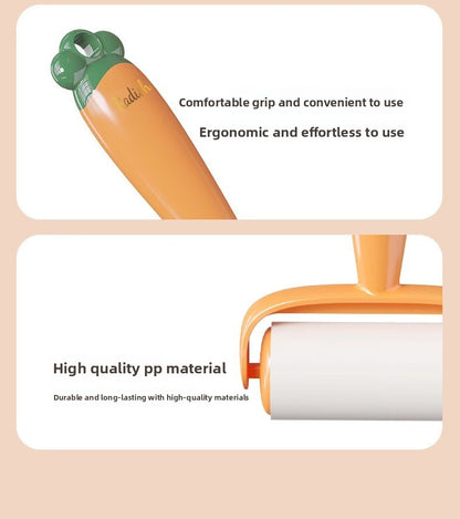 Tearable Carrot Lint Roller Strong Brush for Clothes Pet Hair with Replaceable Paper