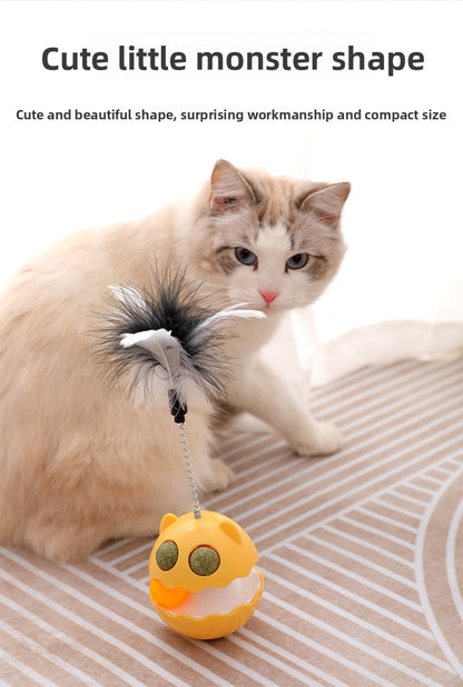 Cat Toy Tumbler with Feather Teaser Automatic Kitten Fun Gadget