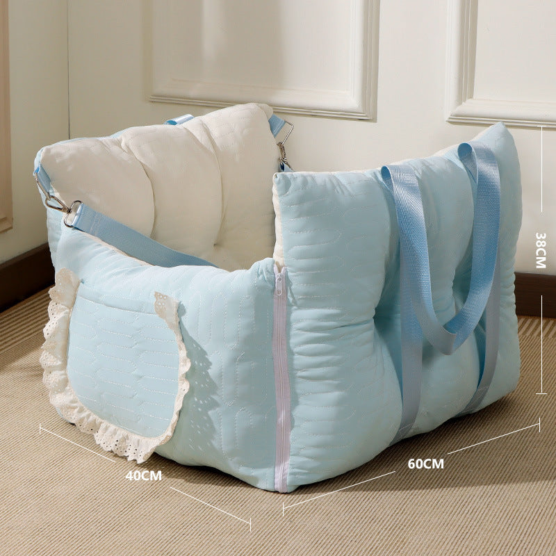 Premium Pet Car Seat Cushion Non-Slip Dog Car Hammock with Side Protection and Seat Belt Loop for Travel Safety