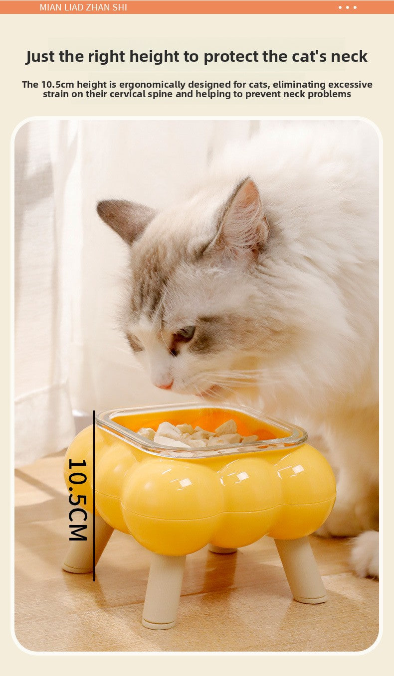 Pipitao Cat Bowl Bubble Glass Design Four Legged High Foot Easy to Clean Pet Feeder