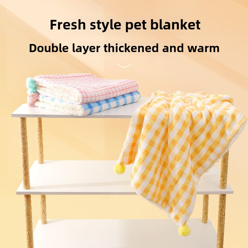 Pet Warm Blanket for Winter Cat Nest Dog Mat Soft Grid Carpet