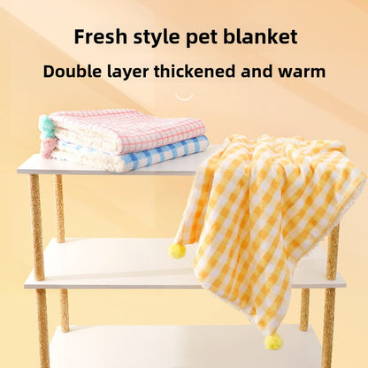 Pet Warm Blanket for Winter Cat Nest Dog Mat Soft Grid Carpet