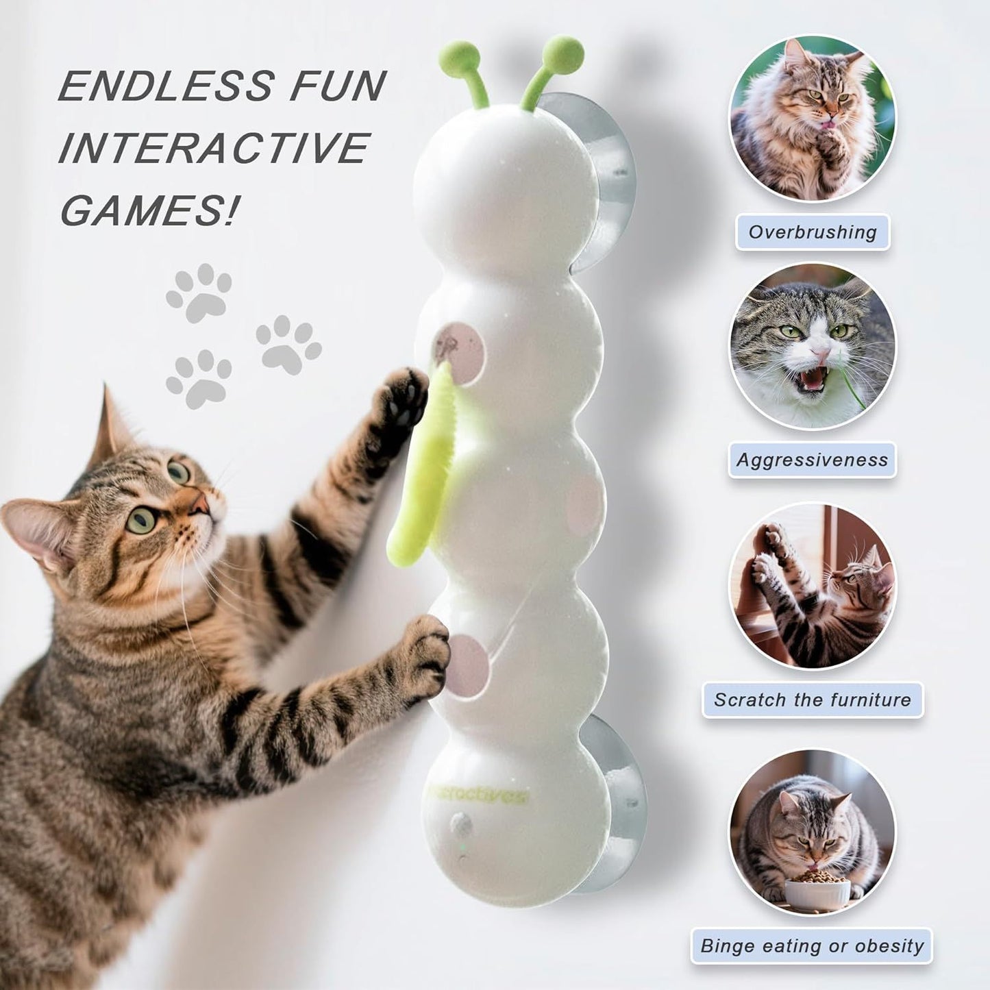 Smart Electric Caterpillar Teasing Light-Sensitive Cat Whack-A-Mole Toy
