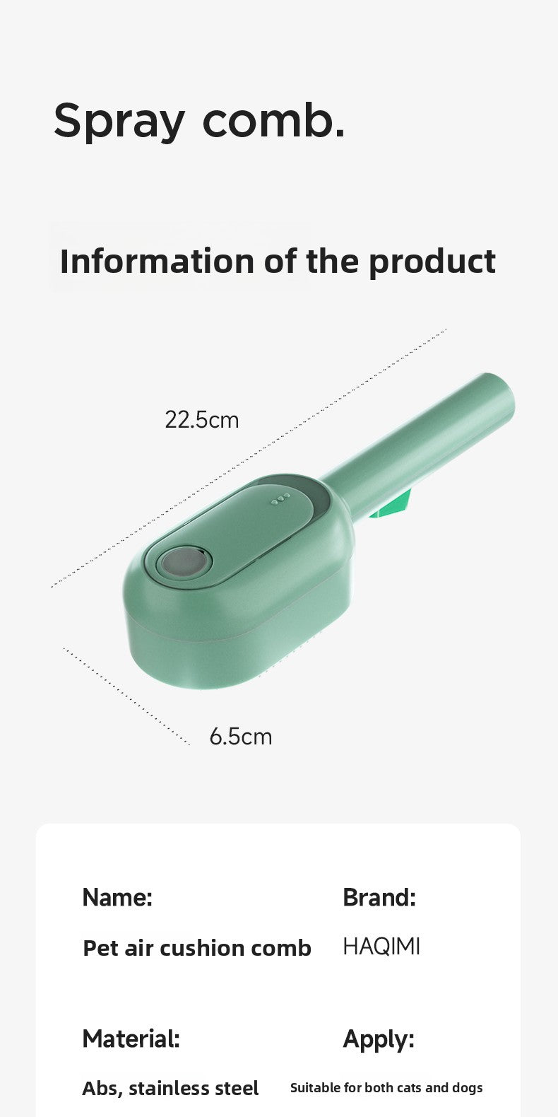 Magic Cat and Dog Hair Brush with Antibacterial Blue Light Spray Professional Pet Grooming Comb for Shedding Control Effectively Removes Loose Undercoat Fur