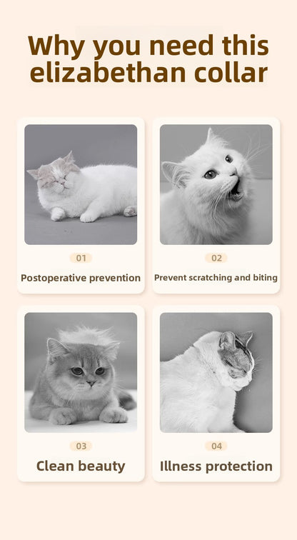 Pet Elizabethan Collar Anti-Bite Anti-Lick Soft Headband Cat Dog Neutering Shame Collar Adjustable Neckband
