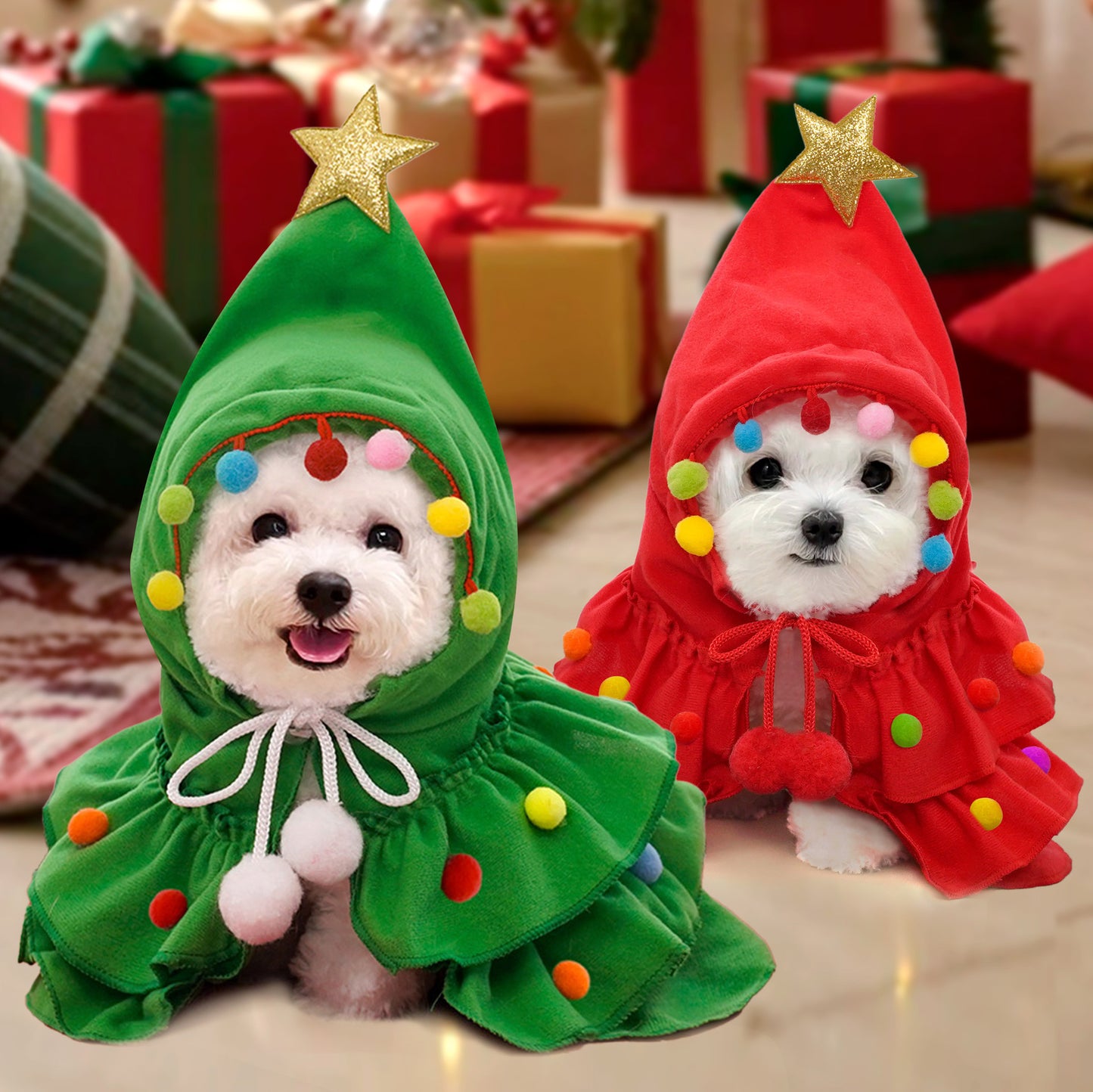 Christmas Holiday Cape for Dogs Pets Transformation Clothes Cats