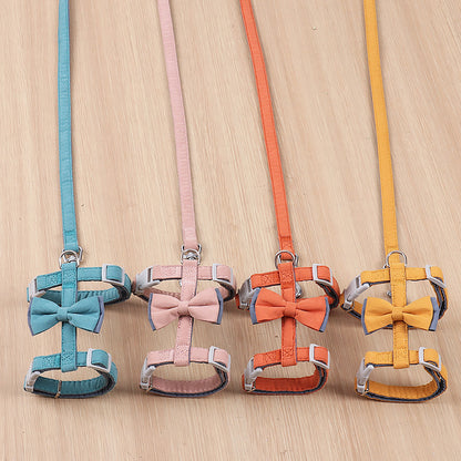Soft Cotton I-Shaped Cat Leash with Butterfly Knot Anti-Escape