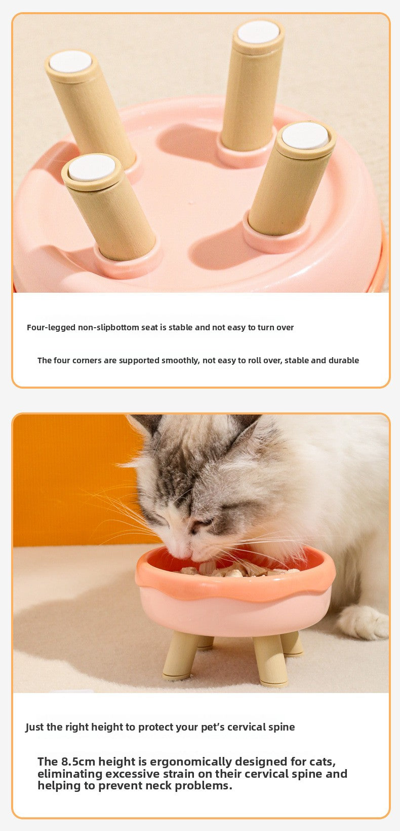 Donut High Raised Dog Bowl Anti Spill Slow Feeder with Neck Support for Large Medium Small Dogs and Cats Pet Food Water Bowl