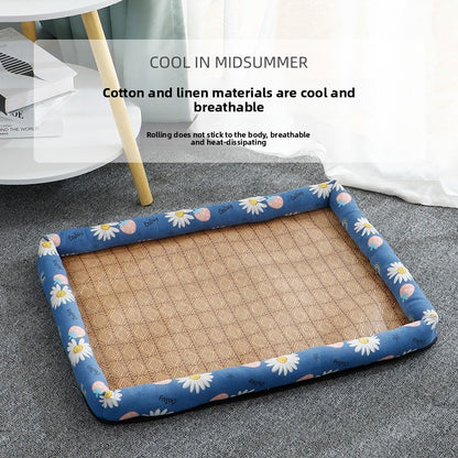 Pet Cooling Mat Nest Summer Linen High Temperature Heat-Resistant Dog Nest Rattan Woven Mat Square Cooling Nest All-Season Universal Cooling Mat Wholesale