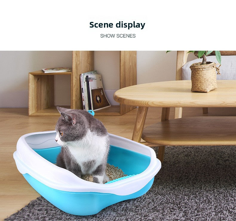Semi-Enclosed Large Cat Litter Box Detachable Tray Plus Cat Toilet