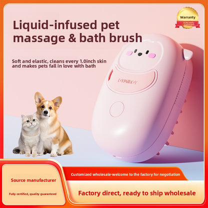 Rechargeable Electric Pet Brush with Spray Massage Silicone Bath for Cat Dog Anti-Shedding Comb
