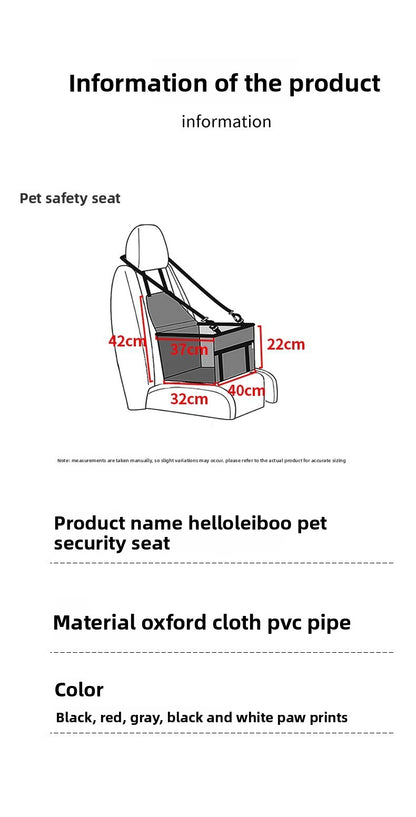 Premium Pet Car Seat Cushion Non-Slip Dog Car Hammock with Side Protection and Seat Belt Loop for Travel Safety