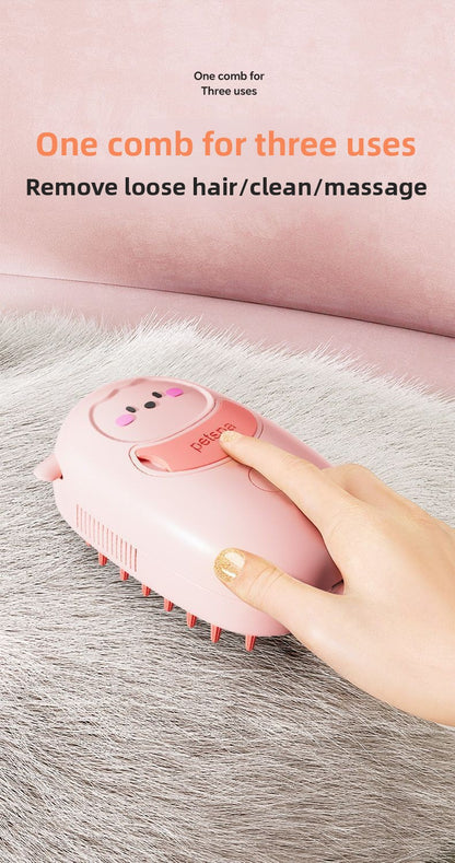 Rechargeable Electric Pet Brush with Spray Massage Silicone Bath for Cat Dog Anti-Shedding Comb