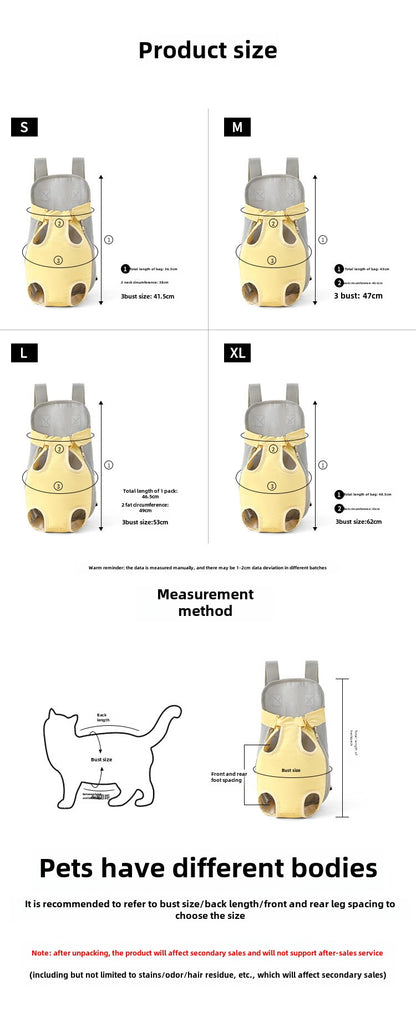 Pet Supplies Cat Bag Diaper Bag Portable Dog Backpack Chest Strap Breathable Pet Backpack