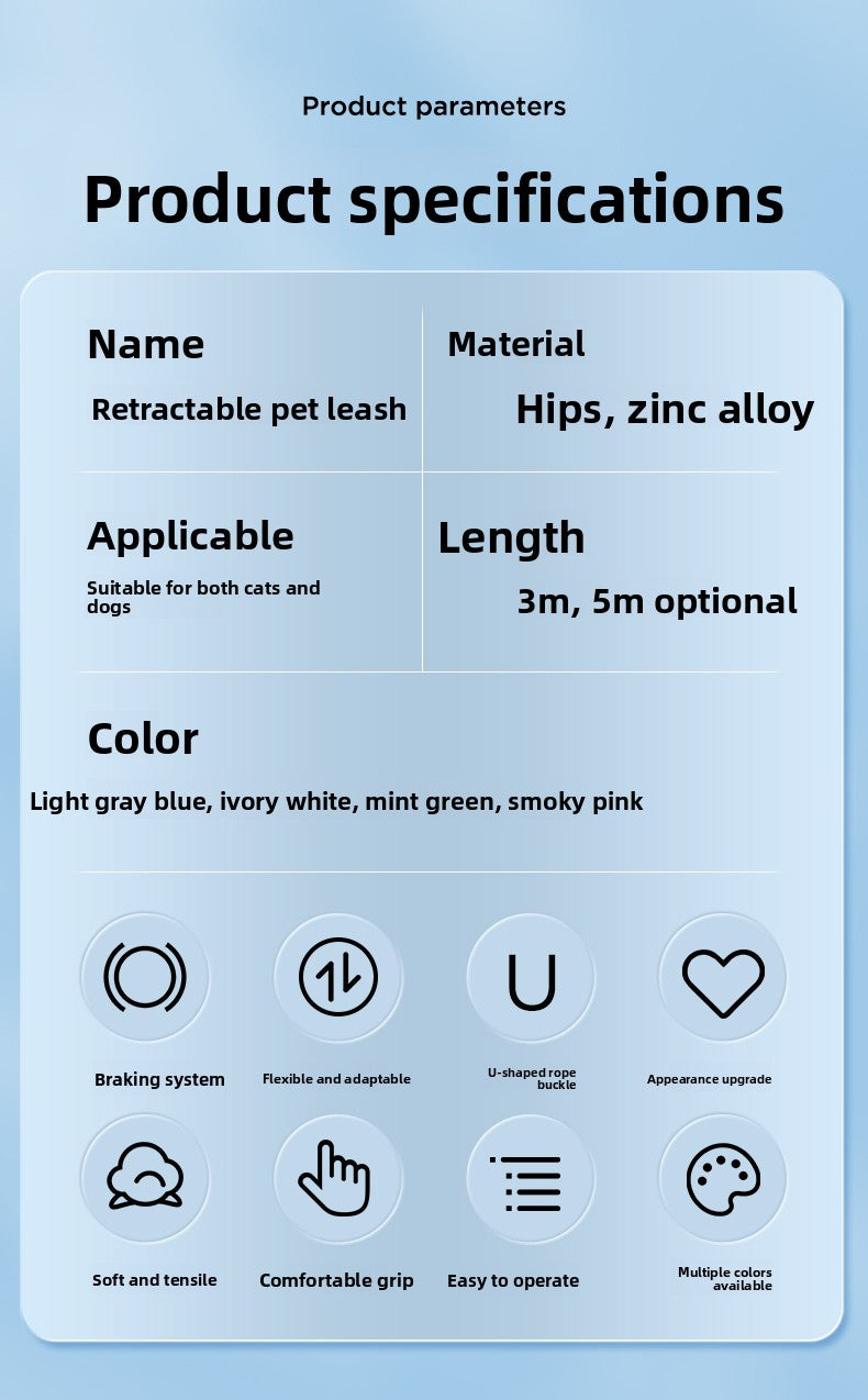 Automatic Retractable Dog Leash Heavy Duty Tangle Free Rope for Small Medium Dogs Walking Puppy Teddy Bichon Poodle Pet