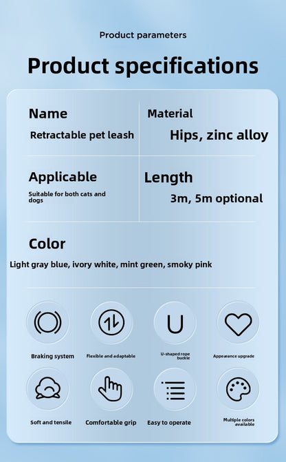 Automatic Retractable Dog Leash Heavy Duty Tangle Free Rope for Small Medium Dogs Walking Puppy Teddy Bichon Poodle Pet