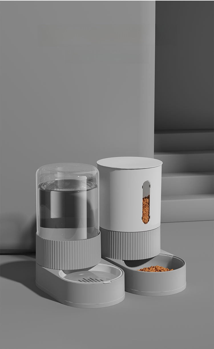 Automatic Cat and Dog Feeder and Water Dispenser Combo with Double Bowls, Neck Protection, Anti-Clumping, Large Capacity Pet Food Utensils