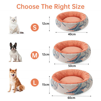 All Year Round Plush Round Leaf Pet Bed For Dogs And Cats Washable