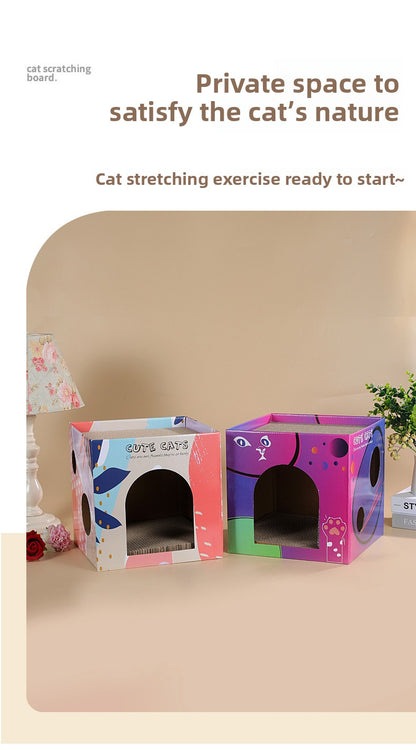 Premium Two Layer Cat Scratcher House Durable Cat Villa Non Shedding Claw Board for Indoor Cats