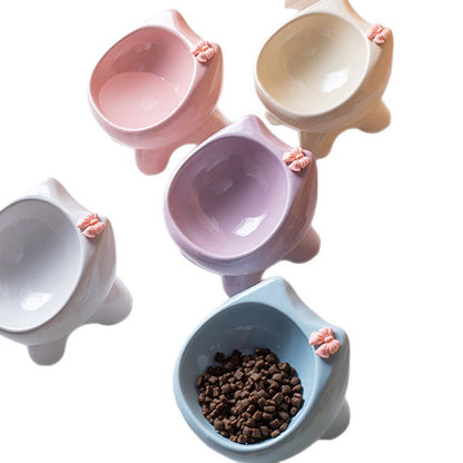 Cute Cat Bowl Ceramic Elevated Cat Food and Water Bowl Set with Non Slip Base Slow Feeder Design for Cats and Small Dogs Pet Supplies