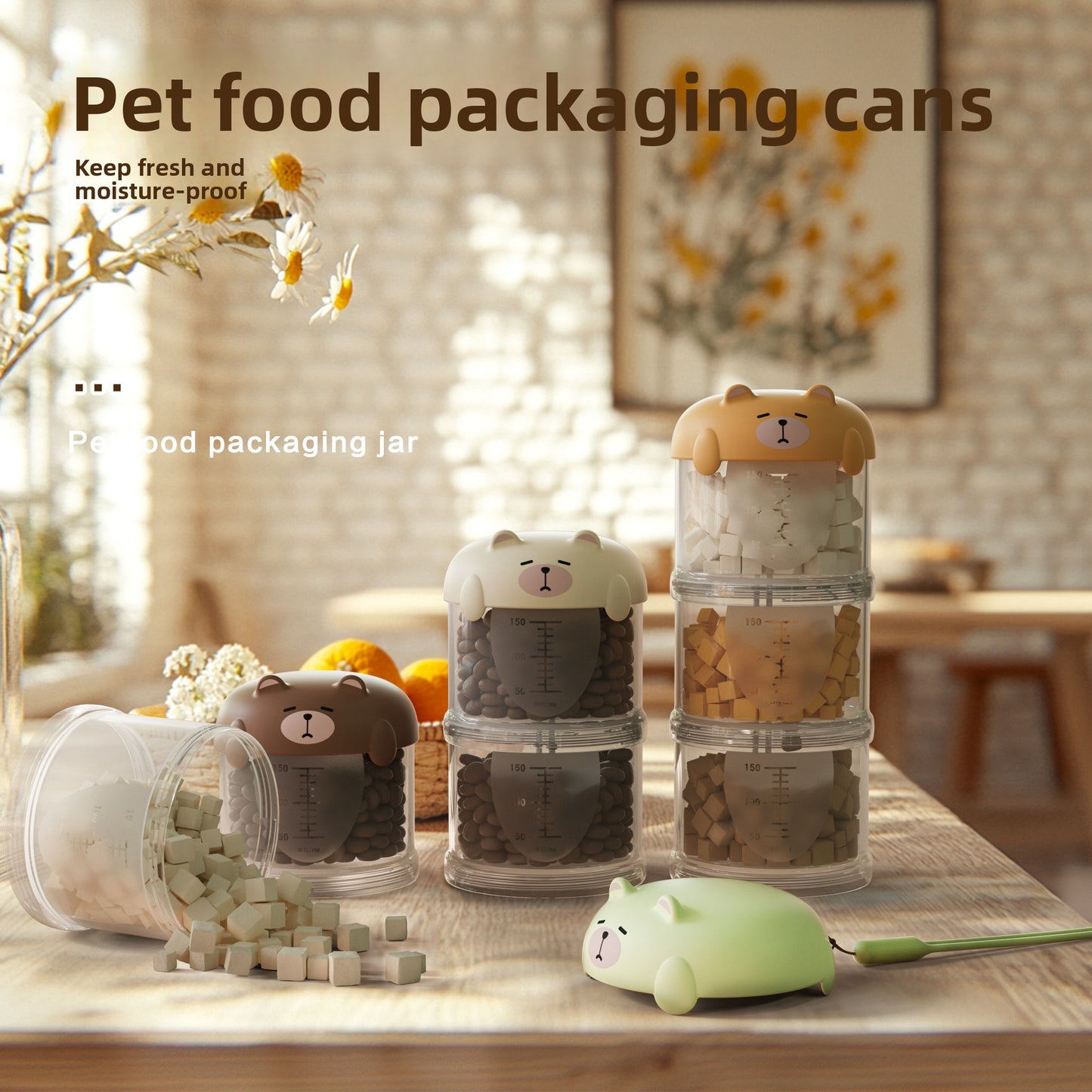 Portable Cat Snack Sealed Box Universal Pet Food Storage Moisture Proof Dispensing Canister