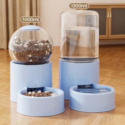 Automatic Cat Dog Water Dispenser with Food Feeder and Grain Storage Bucket