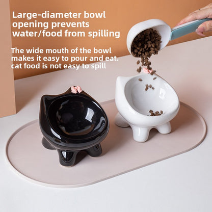 Cute Cat Bowl Ceramic Elevated Cat Food and Water Bowl Set with Non Slip Base Slow Feeder Design for Cats and Small Dogs Pet Supplies